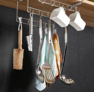 China Industrial Multifunctional Kitchen Stainless Steel Accessories Kitchen Storage Rack with Hooks for Kitchenware for sale