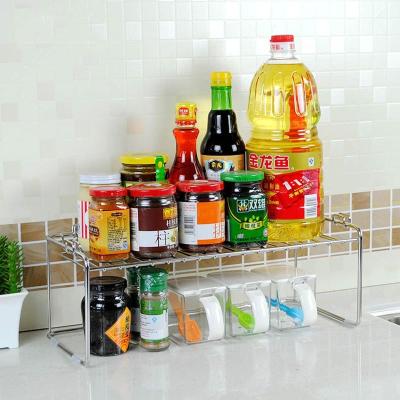 China Stocked Stainless Steel Standing Kitchen Bottles Storage Shelves Rack Rack Seasoning Spice Racks for sale