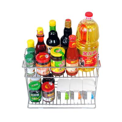 China New Design Wire Stainless Steel Sundries Rack Kitchen Bathroom Bottle Storage Shelf Viable Standing Spice Rack Seasoning Racks for sale