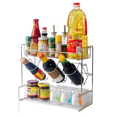 China Viable Effective Portable Organizer Metal Wire Storage Rack Kitchen Bottle Holder Spice Seasoning Rack for sale