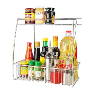 China Sustainable 2 Tier Kitchen Wall Mounted Hanging Dish Drying Seasoning Bottle Racks Spice Jar Rack for sale