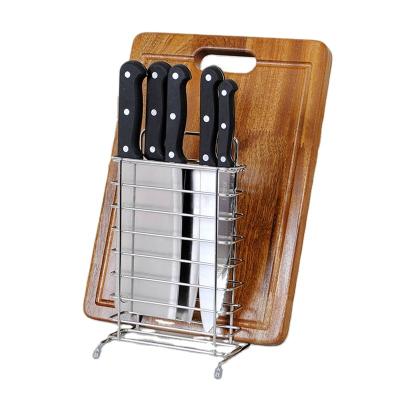 China Sustainable Useful Space Saving Kitchen Accessories Stand Stainless Steel Chopper Holder Knife Cutting Board Holder for sale