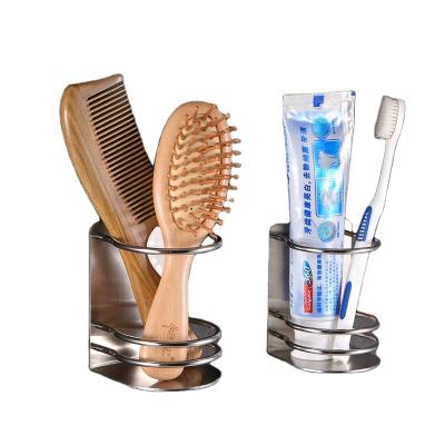 China Modern Stainless Steel Nail Free Bathroom Supplies Toothbrush Holder Toothpaste Holder For Bathroom Accessories for sale