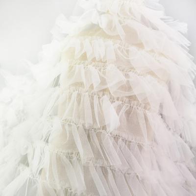 China Breathable RIBBON EMBROIDERY TULLE FABRIC FOR BRIDAL IN STOCK SALE for sale