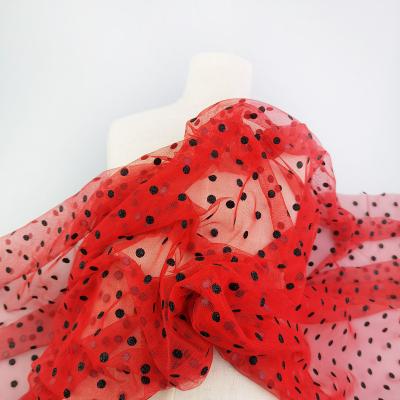 China Breathable Polyester Polka Dots Glitter Tulle Mesh Fabric for sale