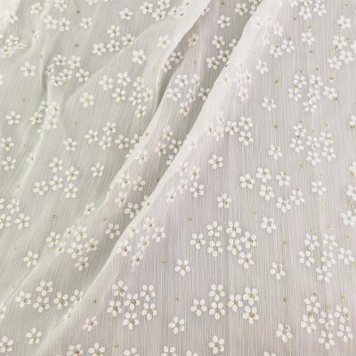 China Breathable 2022  chiffon fabric foil crepe fabric dress, glitter and print chiffon fabric for sale