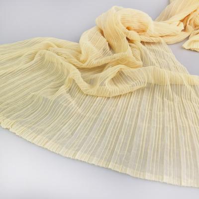 China Breathable Big soft pleated fabric high fashion pleated soft tulle polyester fabric for designer wear for sale