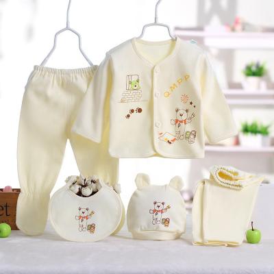 China Cotton 100% 2021 new 5 sets newborn pure cotton babies' clothing sets for sale