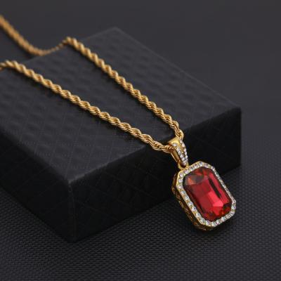 China CLASSIC Hip Hop Jewelry Necklace Mini Diamond Mini Ruby Small Pendant Hot Sale Boutique For Men And Women for sale