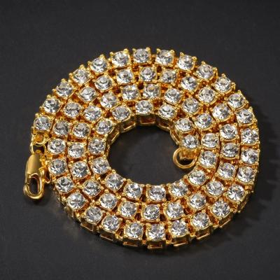 China High Quality Hot Sale Hip Hop Alloy Tennis Cuba Chain With Full Rhinestone Jewelry Necklace For Men And Women for sale