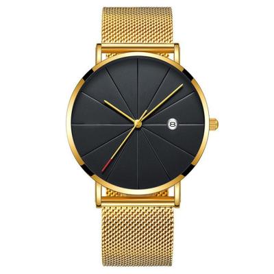 China Nordic Style Men's Day/Date Fashion Alloy Mesh Belt Business Digital Watches for sale