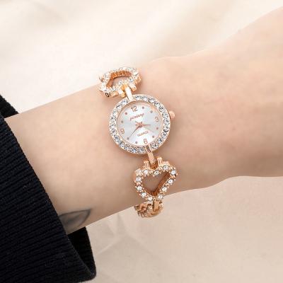 China New Korean day/date trend set diamond women contracted heart strap fashion full diamond digital watch for sale