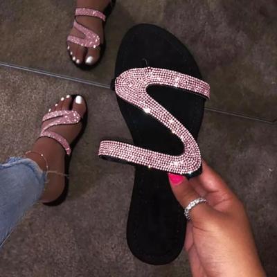 China 2021 Wholesale Trend Fashion Summer Diamond Flip Flop Women's Slippers Sandals for sale