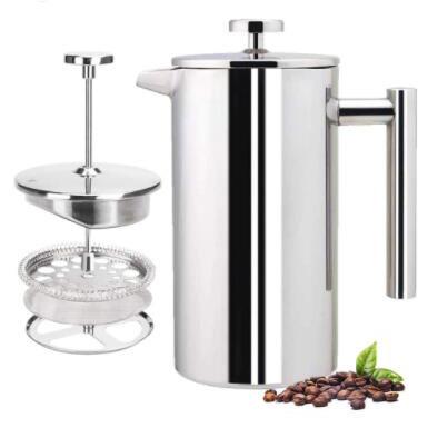 China Sustainable French Press Coffee Maker Stainless Steel Double-wall 21oz Metal Coffee Tea for sale