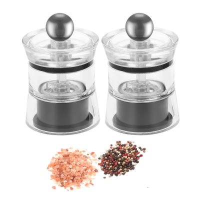 China Mini Viable Manual Pepper Grinder Acrylic Salt and Pepper Mill Set for sale