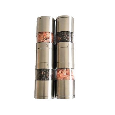 China Viable 2 in 1 manual double salt and pepper grinder with double ended design for sale