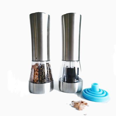 China Viable Electric Pepper Grinder 2 in 1 Dual Battery Operated Automatic Salt and Pepper Mill Condiment Grinder for sale