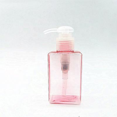 China Wholesale Cosmetic Rose Square Shape Emulsion Plastic Bottles With Pump for sale