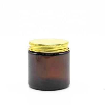 China Household Products 3oz 100ml Shiny Amber Color Glass Candle Jar With Lid for sale