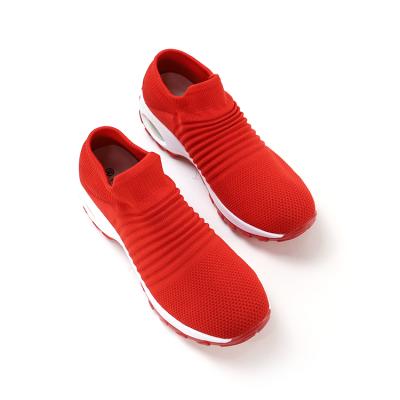 China Original Design Waterproof Shoes Breathable Knit Casual Shoes Woman Red High Heel Cushiones Casual Winter Boots Knock Shoes for sale