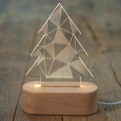 China China Manufacturer Best Quality Modern Wooden LED Base Lamp With 3D Night Light For Kids Bedroom for sale