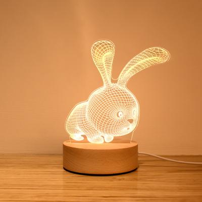 China 2022 New Modern Promotion Article 3D Lamp Around Low Wooden Night Light for sale