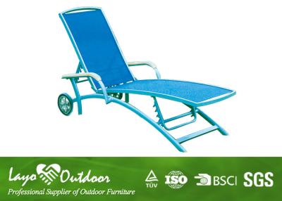 China Black Aluminium Patio Sun Loungers Outdoor Chaise Lounge Chairs With Wheels Light Weight for sale