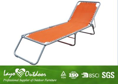 China Outdoor Chaise Lounge Orange Folding Beach Chair Commercial With Steel Frame Dia. 22mm for sale