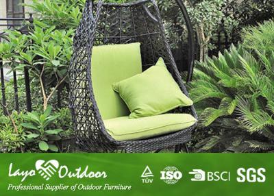 China Cushioned Rattan Hanging Swing Chair For Outside Powder Coated Frame Hanging Wicker Egg Chair for sale