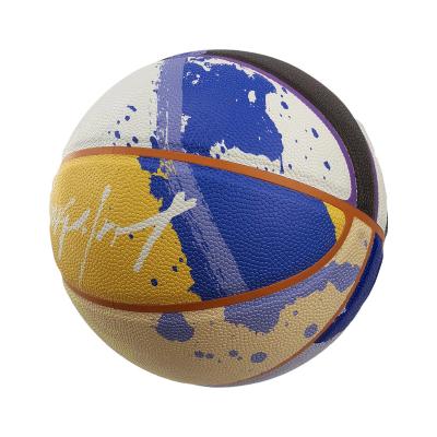 China Full Customization PU Basketball Knockdown Ink Basketball With Painting Printed On Artwork Basketball for sale