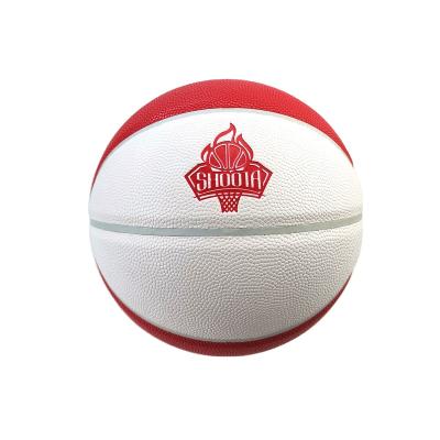 China Original Factory Customizable Wholesale Indoor Red White Ball Basketball Leather Basketball Color And Logo Texts for sale