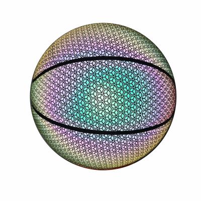 China Size 7 Indoor Custom Luminous Glow LOGO Basketball Reflective Glow In The Dark Ball Basketball Fashion Street Custom Stockings for sale