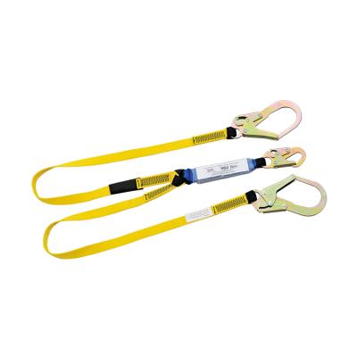 China Hot Sale Adjustable Polyester Drop Protection Customized Electrical Safety Arms Double Lanyard With Three Snap Hooks for sale