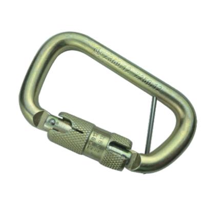 China Heavy Industry Safety Using D Shape 40 Kn Steel Screw Carabiner for sale