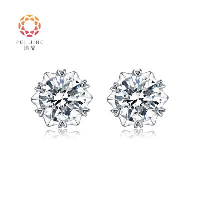 China Luxury Environment Friendly HPHT White Gold Diamond Earrings For Sale Lab Grown Jewelry 14K 18K for sale