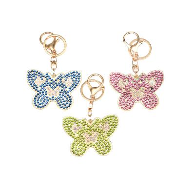 China American Style Diamond Embroidery Keyring Diamond Keychain Set Butterfly Handicraft Key Newly 5D Diamond Art Keychain for sale