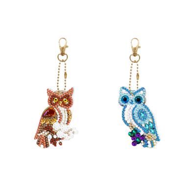 China wholesale Diamond Painting Keychain Crystal Drill 5d Diamond Embroidery cartoon kering Art Crafts Owl Pendant for sale