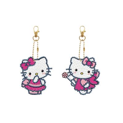 China American DaoAn 5D Diamond Art Keychain Customization Diamond Hellokitty Style Key Chain Set Handwork Diamond Embroidery Keyring Key Chain for sale