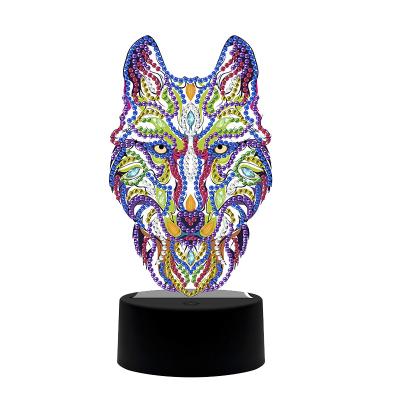 China Cartoon Wolf New Product Diamond Special Gift 5D Table Lamp Crafts Night Light Creative Acrylic Diamond Painting Handmade Painting for sale