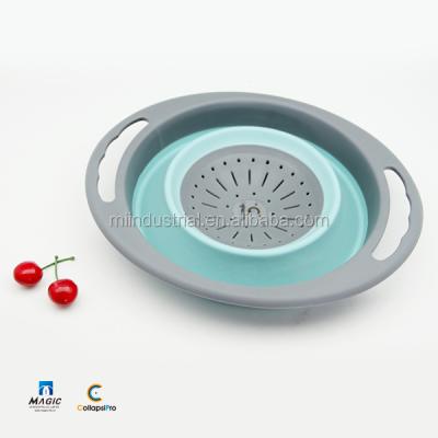 China 2018 Large Storage Colander Folding Strainer Viable Fruit Vegetables Washing Basket for sale