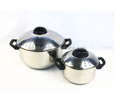 China Sustainable High Quality Stainless Steel 2 Pasta Pot Set for sale