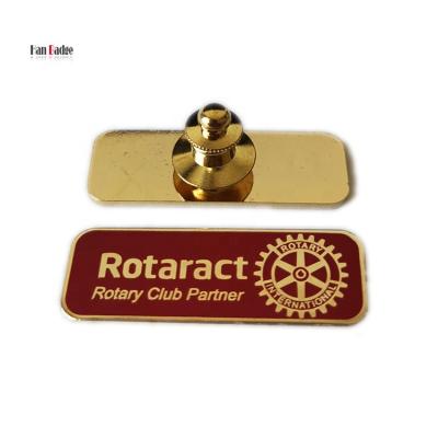 China Europe Rotaract Badge Rotary Club Associate Pin Brass Hard Enamel 24K Gold Plating Custom Luxury Link Tip Back for sale