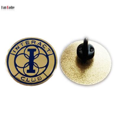 China Custom Europe Club Lapel Pin Stamping Brass Hard Enamel Badges 24K Gold Plating Interactive Rubber Clutch Back for sale