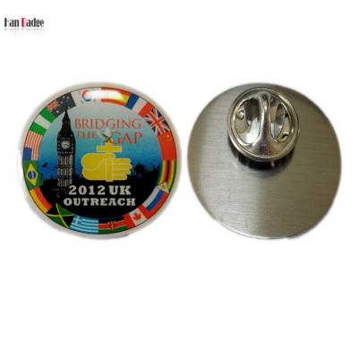 China Custom Europe Offset Printing Reverse Pin With Doming Epoxy Stainless Iron Material for sale