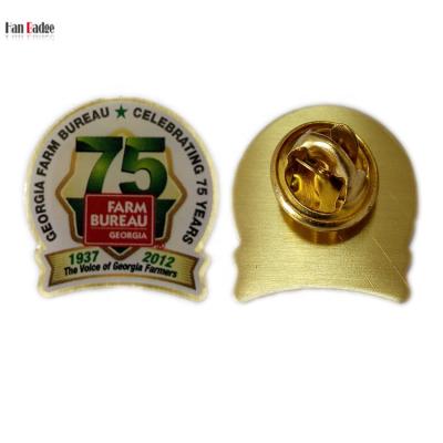 China Custom Europe Offset Printing Lapel Pins With Dome Epoxy Metal Bronze Hardware for sale