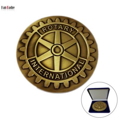 China Custom Europe Rotary International Coin in Antique Bronze Plating Die Casting Process for sale