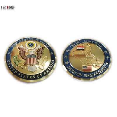 China Custom Europe Challenge Coins Stamping Brass Soft Enamel USA 2D Design With Diamond Cut Edges for sale