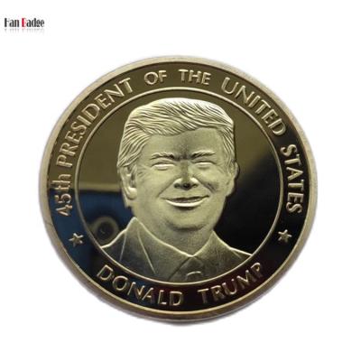 China Custom 3D USA Coins DONALD TRUMP Design Matt Gold And Mirror Gold Two Tone Plating for sale