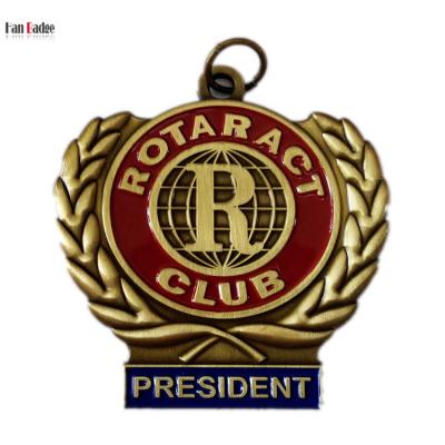 China Worldwide Custom 3D Medallions Interact Club President Design Die Cast Soft Enamel Medal Matt Gold Fininish for sale