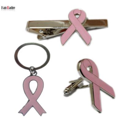 China Custom Design Metal Breast Cancer Keychains Die Soft Ename Hit With Epoxy Red Ribbon Keyring for sale